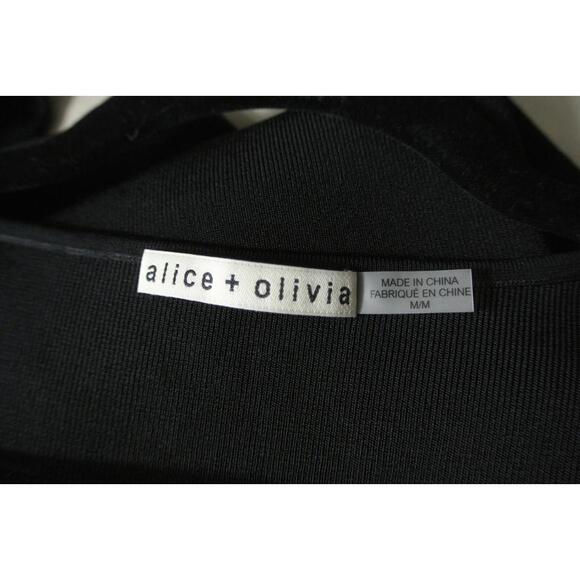 NEW, Alice + Olivia Abella Puff-Sleeve Knit Minidress in Black Size M #D6096 - Picture 10 of 11